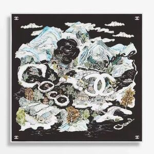 CHANEL Monochrome Mountain Silk Scarf